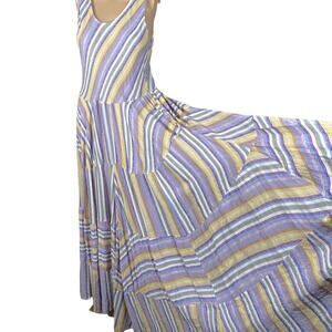Italy Designer Colorful Tiered Striped Maxi Dress Women's M/L